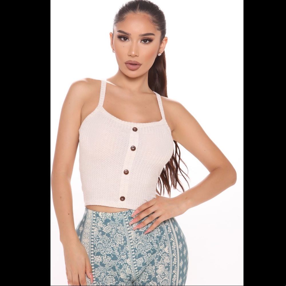 NWT Button Down Babe Top- Oatmeal M